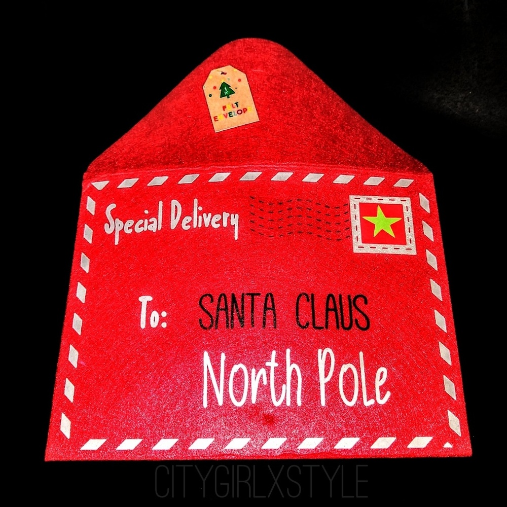 Handmade Santa Claus North Pole cloth envelope